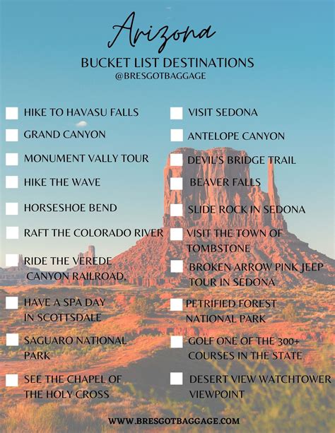 Arizona Bucket List Arizona Bucket List Arizona Travel Arizona