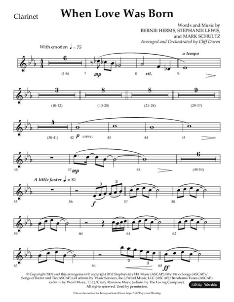 When Love Was Born Choral Anthem Satb Clarinet Sheet Music Pdf