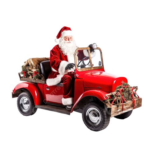 Santa Claus Riding Car Christmas Xmas Holiday Concept Santa Bag