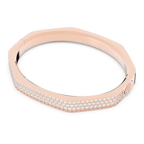 Bracelet jonc Dextera Forme octogonale Blanc Placage de ton or rosé