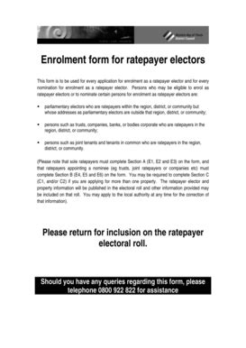 Fillable Online Enrolment Form For Ratepayer Electors Western Bay Of