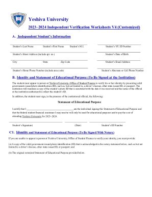 Fillable Online Independent Verification Worksheet V4 Customized Fax