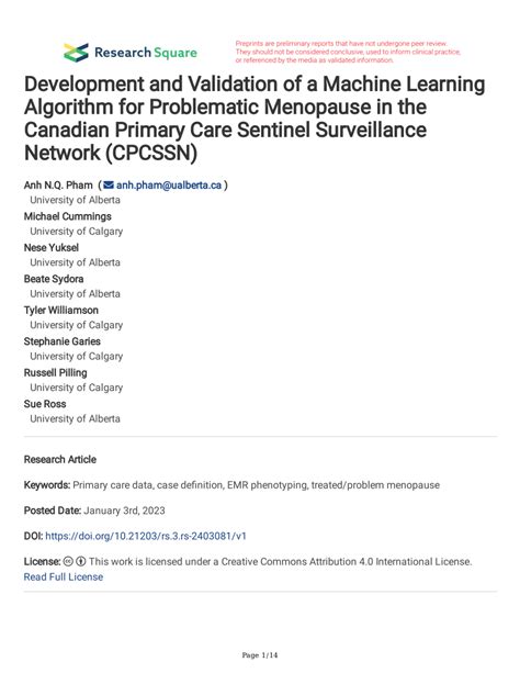 Pdf Development And Validation Of A Machine Learning Algorithm For