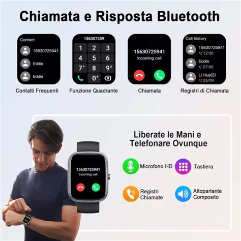 Smartwatch Uomo Donna Orologio Fitness Con Effettua Risposta