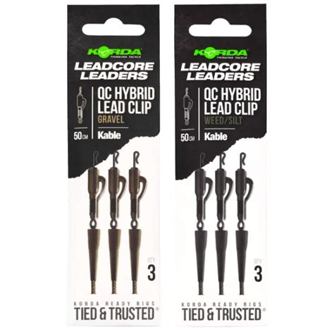 Korda Kable Leadcore Leaders Qc Hybrid Lead Clip Swivel Cm