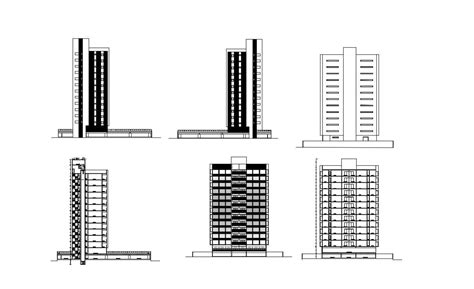 High Rise Building Elevation Designs Dwg File Free Download Cadbull