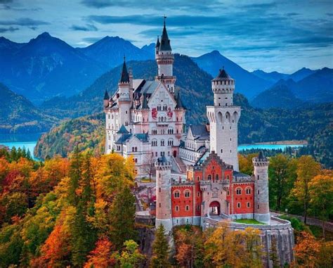 Neuschwanstein Castle Schwangau Bavaria Germania Nel Luoghi