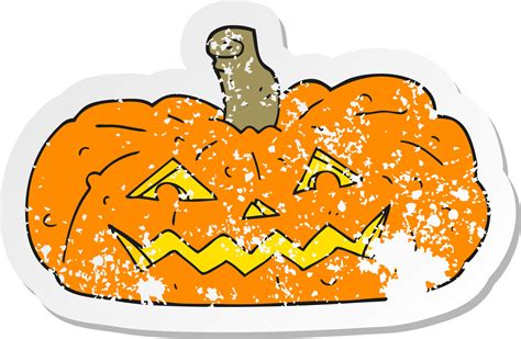 Retro Distressed Sticker Of A Cartoon Halloween Pumpkin 10729727 Vector