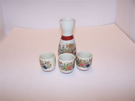 Two Sake Jar Pitcher Set With 3 Cups Etsy Pitcher Set Sake Etsy