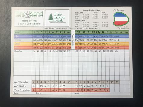 Scorecard - Pine Island Golf Course