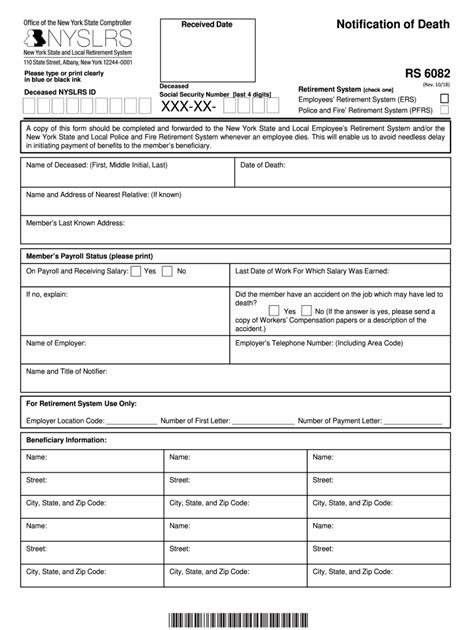 2018 2025 Form NY NYSLRS RS 6082 Fill Online Printable Fillable