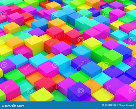 Colorful Spectrum Rainbow Cubes Geometrical Background Texture Stock