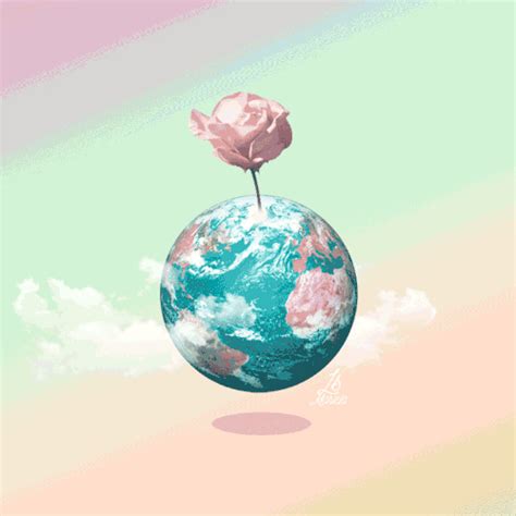 Beautiful Earth With Blooming Flower Gif