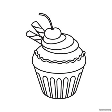 Printable Birthday Cupcake Outlines Printabler