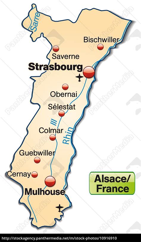 Map Of Alsace As Overview Map In Pastellorange Royalty Free Image