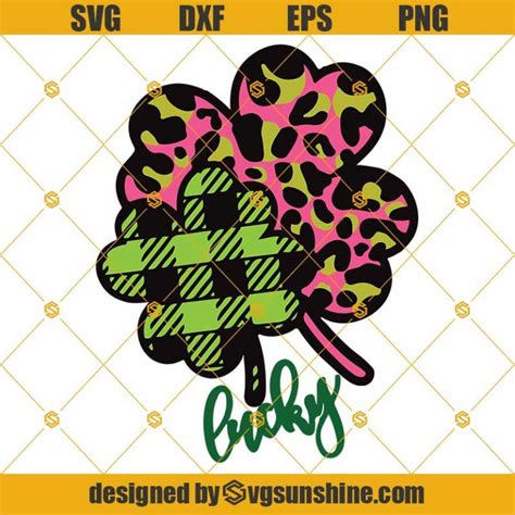 Leopard And Plaid Shamrock Svg St Patricks Day Svg Lucky Svg Saint