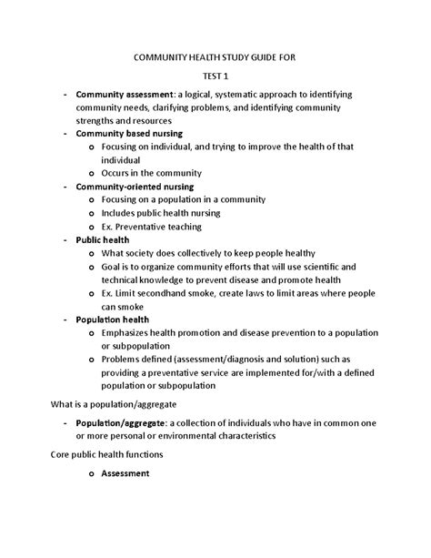 Pop Study Guide Exam Copy Community Health Study Guide For Test