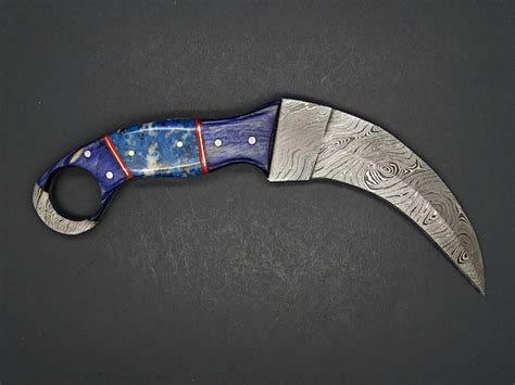 Big Karambit Knife Composite Handle Damascus Knife Unique Etsy