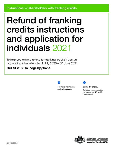 Fillable Online Various Ways To Claim A Franking Credits Refund Fax