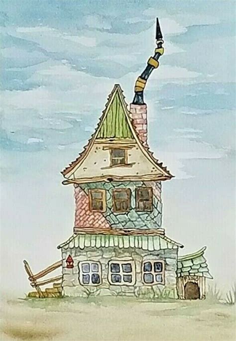 WONKY OLD FARM HOUSE WATERCOLOR PAINTING 11X14" #IllustrationArt | Old ...