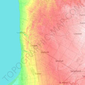 Huron County topographic map, elevation, relief