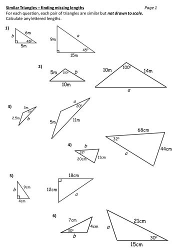 Parts Of Similar Triangles Worksheet