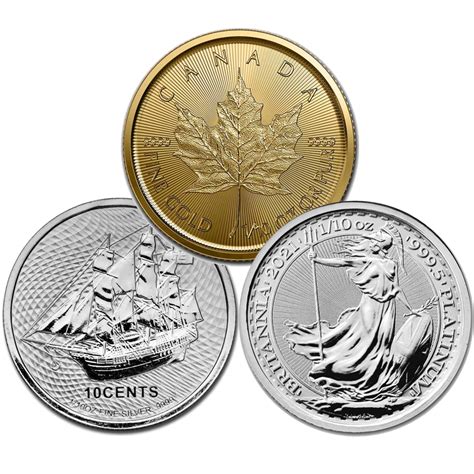 1 10 Oz Silver Cook Island 2021 1 10 Oz Gold Maple Leaf 2023 1 10