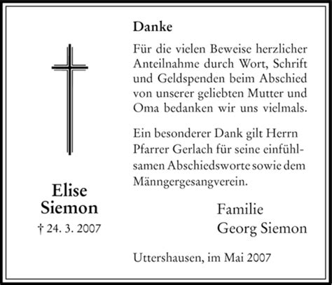 Traueranzeigen Von Elise Siemon Trauer HNA De