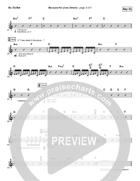 Because He Lives Amen Acoustic Guitar Sheet Music Pdf Matt Maher Praisecharts