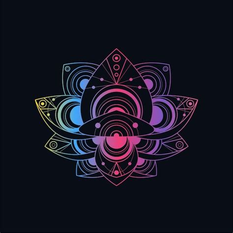 Premium Vector Lotus Flower With Geometric Pattern Vector Linear