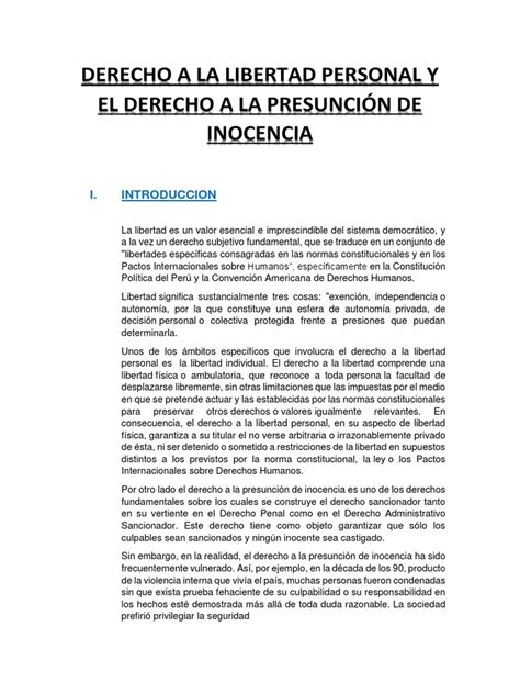 Derecho A La Libertad Personal Pdf Libertad Derechos