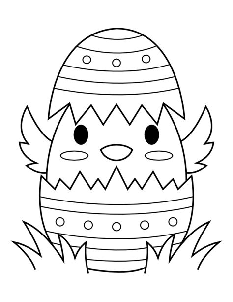 Printable Baby Chick In Broken Easter Egg Coloring Page