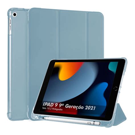 Kit Capa Case Ipad 9 9ª Geração 2021 Smart Porta Pencil Anti Queda