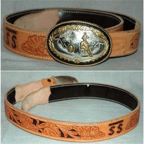 Tooled Leather Money Belt & GermanSilver Buckle#2232643