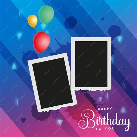 Premium Vector Happy Birthday Photo Frame