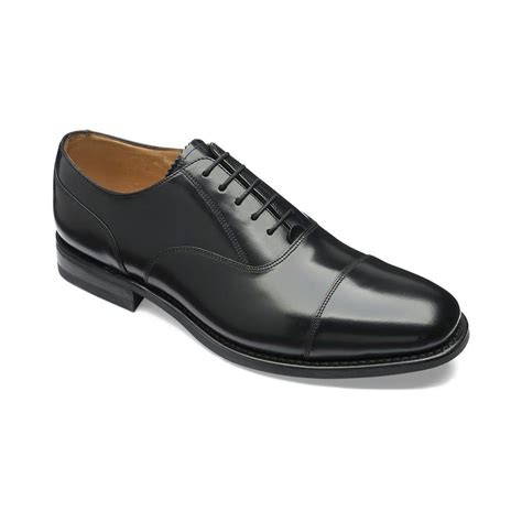 Mens Brg Black Polished Leather Oxford Toe Cap Shoes Cap Toe