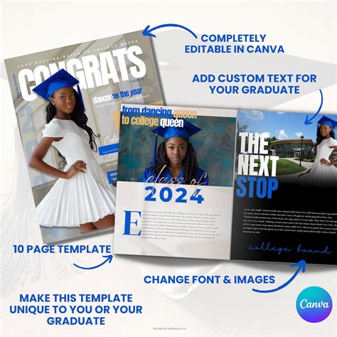 Stunning Graduation Magazine Template Digital Grad Invitation Senior