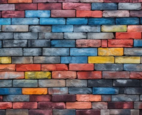 Premium Ai Image Multicolored Rainbow Brick Wall Texture Background