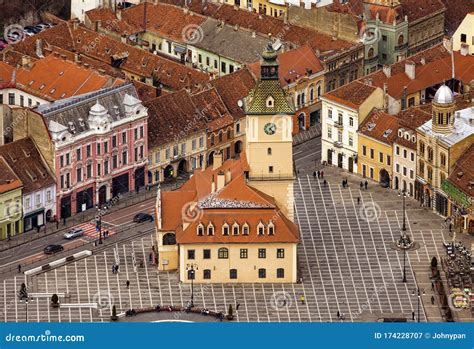 Brasov City Center, Council Square. Romania Stock Image - Image of church, blue: 174228707