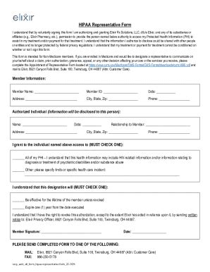 Fillable Online HIPAA Representative Form Form Fax Email Print PdfFiller