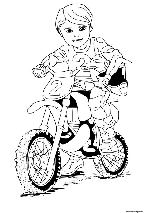 Coloriage Moto Cross Enfant JeColorie