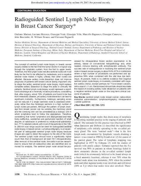 Pdf Radioguided Sentinel Lymph Node Biopsy In Breast Cancer Surgery