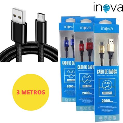 Cabo Carregador V8 3 Metros Cabo Micro USB 3 Metros J5 Prime J7 Prime