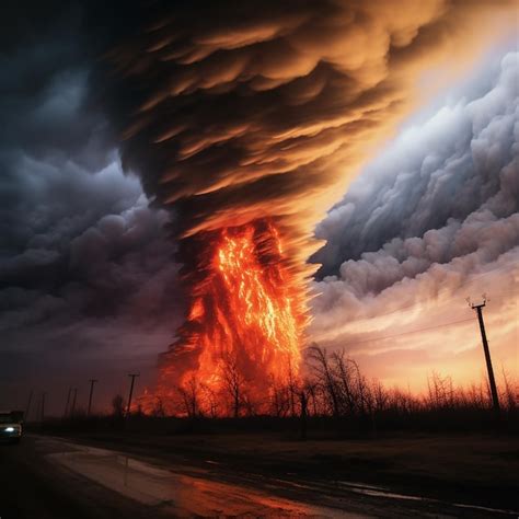 Premium Ai Image Fiery Whirlwind Photo Of A Tornado Of Fire A Natural
