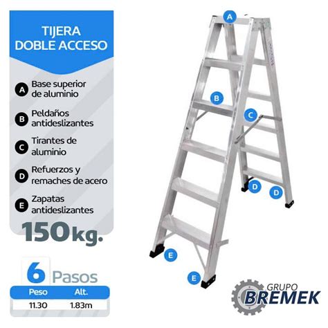 Escalera Tijera Doble Acceso Aluminio P Grupo Bremek