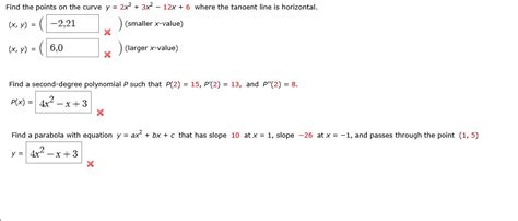 Solved Find The Points On The Curve Y 2x3 3x2 12x 6