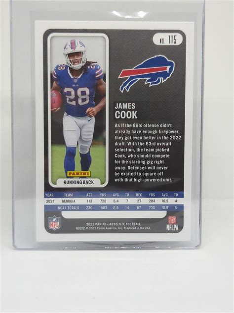 Panini Absolute Green Foil James Cook Rc Buffalo Bills Ebay