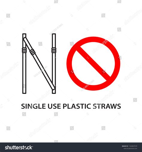 No Plastic Straws Stop Using Plastic Stock Vector Royalty Free