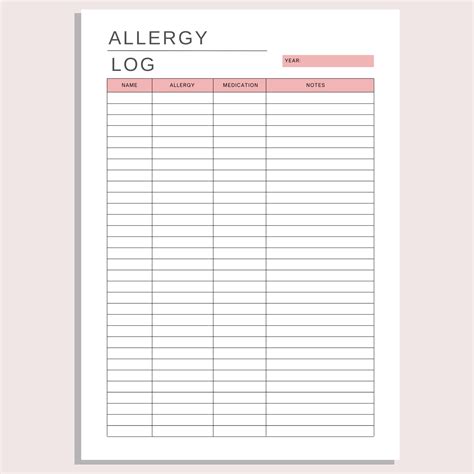 Free Printable Allergy Forms