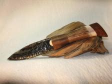 Triple Flow Obsidian Dagger Paleo Knife Deer Antler Walnut End Cap Handle